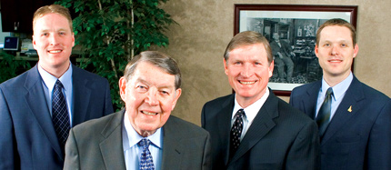 Photo of three generations of the Evans family